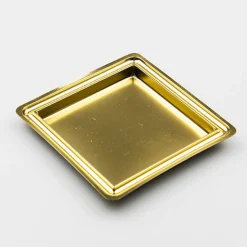 Gebaksschoteltje kunststof Vierkant Goud 88mm