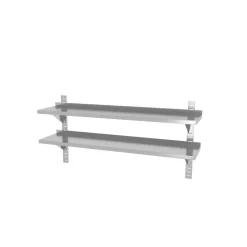 Hendi Dubbel verstelbare wandplank + 2 stalen beugels 140cm
