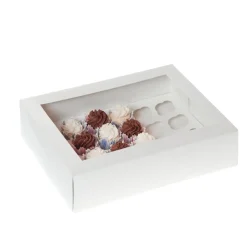 HoM Cupcake Doosje 24 MINI Wit (incl tray met venster) 50st.