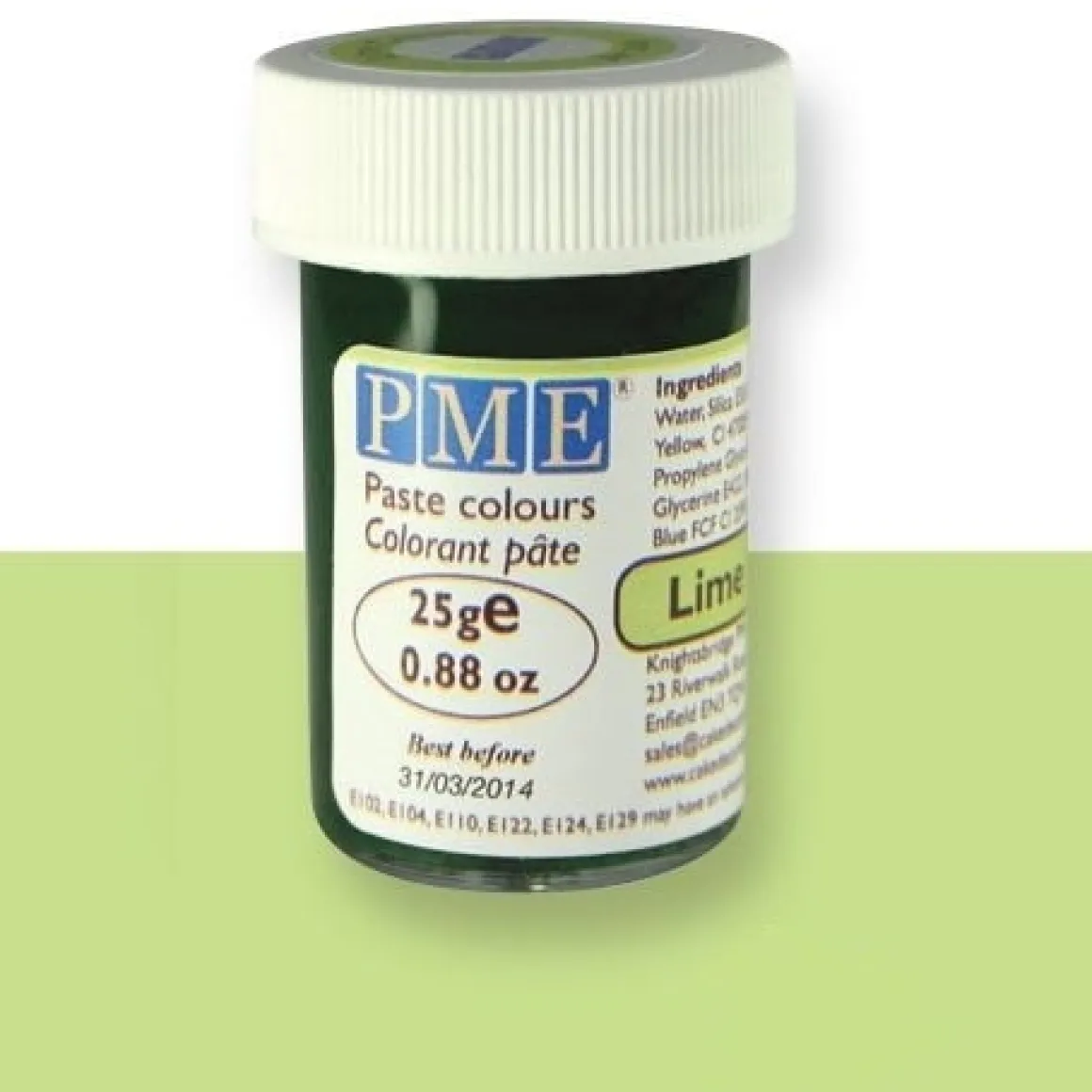 Kleurstof gel PME Lime Crush 25 gram