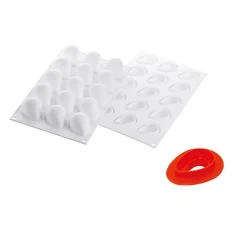 Silikomart Siliconen Bakvorm Aardbei (15x) 4,8cm +cutter
