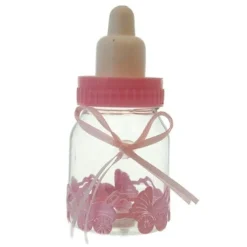 Taartdecoratie Baby Zuigfles Roze 9cm
