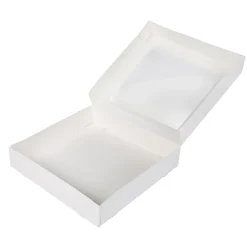 Taartdoos met venster 30x30x6cm. Wit 3st