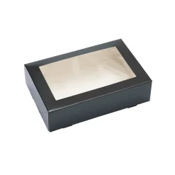 Taartdoos met venster 19x12,5x5cm Zwart**