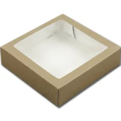 Taartdoos met venster 19x19x5cm. Kraft 3st