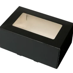Taartdoos met venster 21x14x9cm. Zwart 3st