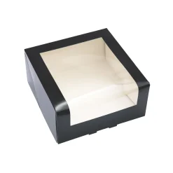 Taartdoos met venster 19x19x9cm Zwart**