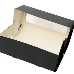 Taartdoos Slof met venster 25x10x9cm. Zwart 50st