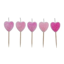 Taartkaarsjes Hartjes Glitter 5st.